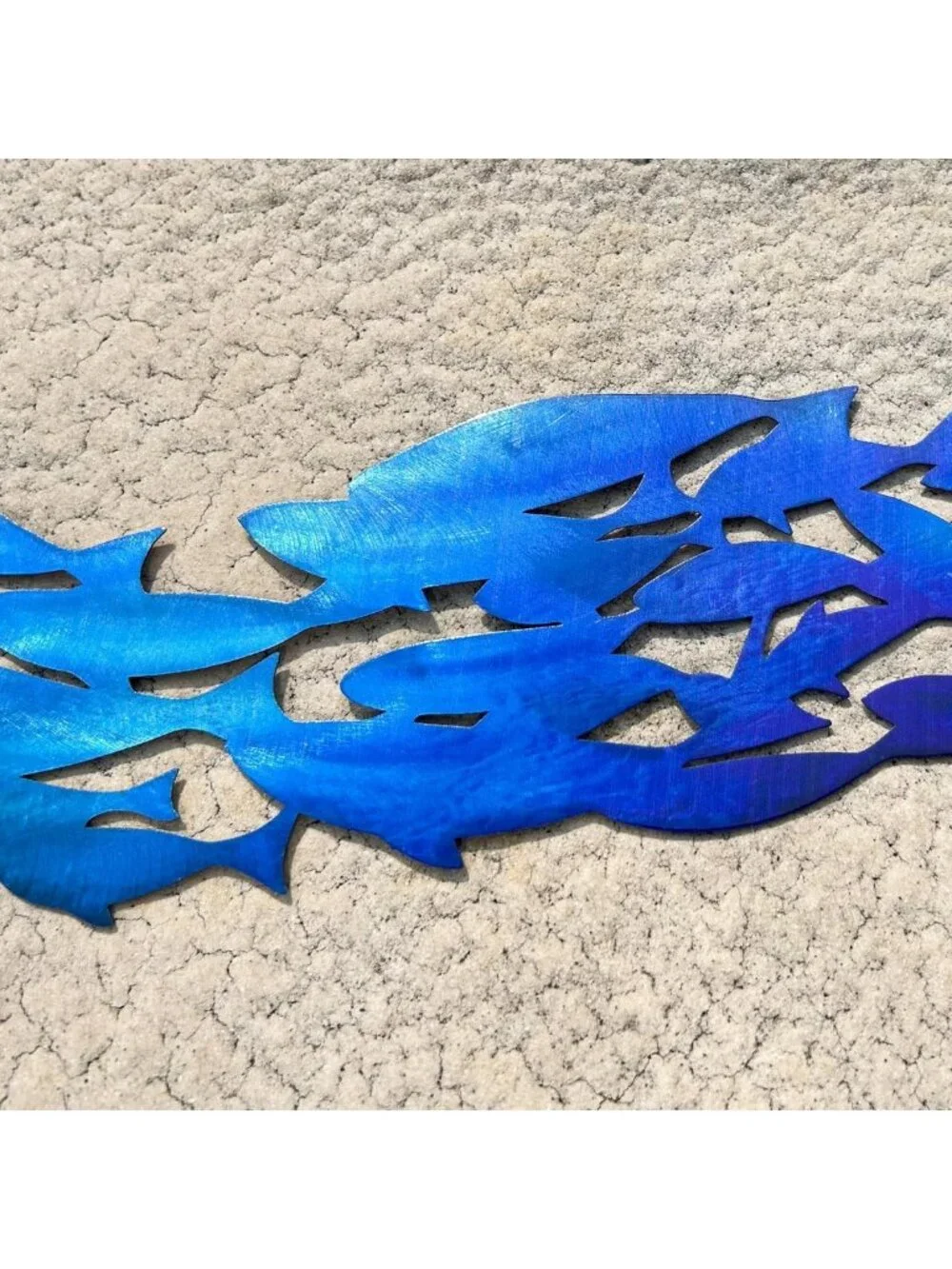 Coastal Ocean Beach Metal Wall Art - 3PCS School of Fish Sculptures, Home Decor